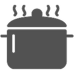 Icon mit einem Kochtopf, der symbolisch für die Zusammenarbeit im Bereich der Rezeptentwicklung steht.